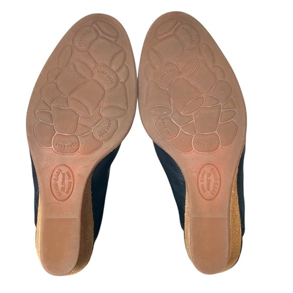 Kork Ease Black Leather Wedge Mules Size 9M 70s Revival Vibes Boho Chic - Picture 5 of 10